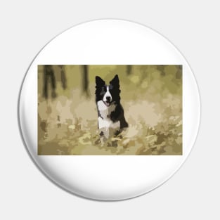 Border Collie Digital Painting Pin