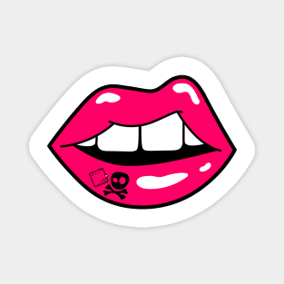 Fierce Lips with Skull and Cross Bones Design Magnet