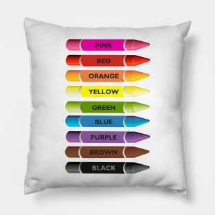 Bright colour crayons pencils. Color names Pillow