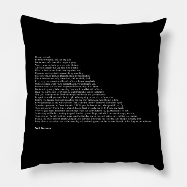 Neil Gaiman Quotes Pillow by qqqueiru