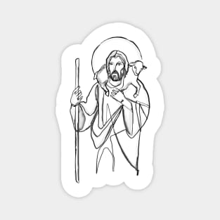 Jesus Christ Good Shepherd with sheep illustration Magnet