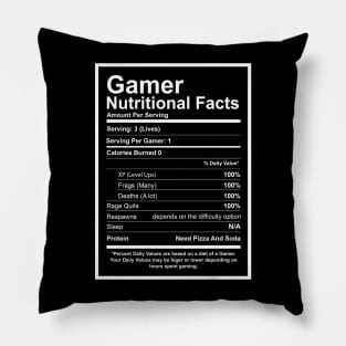 Gamer Nutritional Facts Pillow