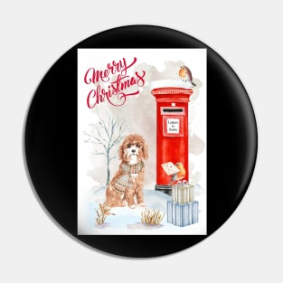 Cavapoo Merry Christmas Santa Dog Pin