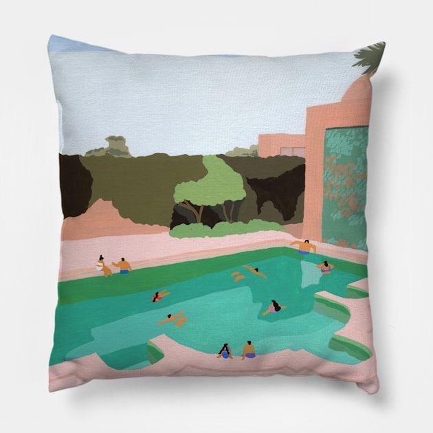 Backyard dip Pillow by HeloBirdie