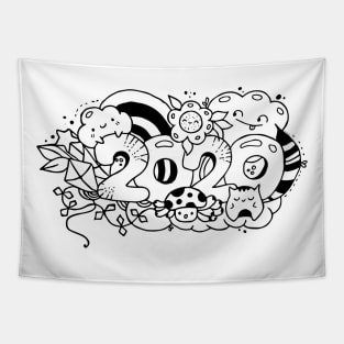 Cute Kawaii original illustration for new year 2020. Tapestry