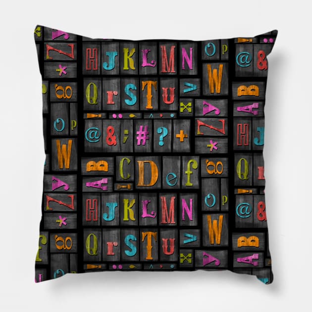Multicoloured print block alphabet Pillow by Quick Brown Fox Canada 