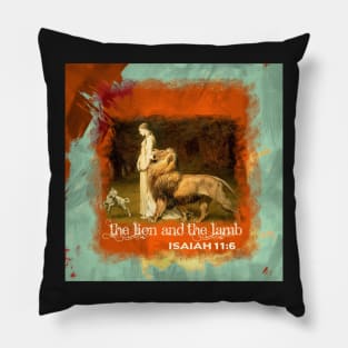 The Lion and The Lamb Isaiah Bible Verse rivier A-102021 Pillow