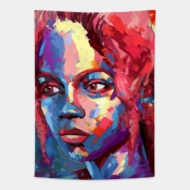 Red and Blue Portrait Tapestry by mailsoncello