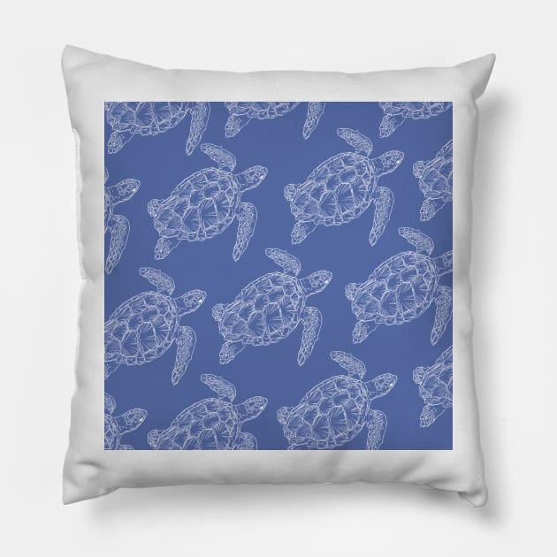 turtle aloha print pattern hawaii light blue and white Pillow by maplunk