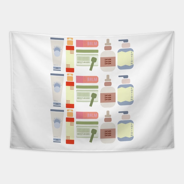 Skincare Essentials Pattern Tapestry by aaalou