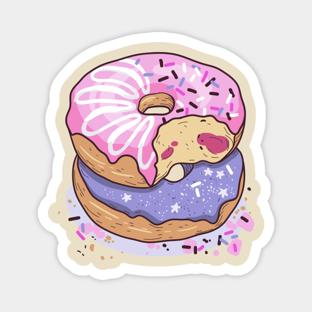 Donut lover dream pink and blueberry doughnut Magnet by InkyArt