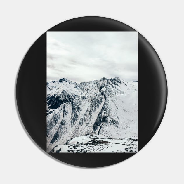 Mountains of Switzerland - White Alps on Overcast Winter Day Pin by visualspectrum