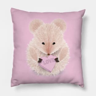 Valentines Day Mouse with Love Candy heart Pillow