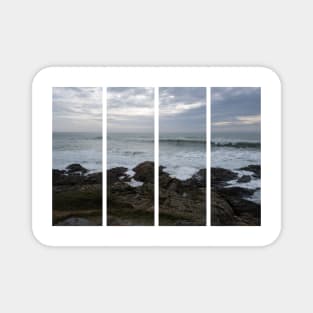 Atlantic coast. Rough sea and big waves on the rocks. Cloudy winter afternoon. Magnet