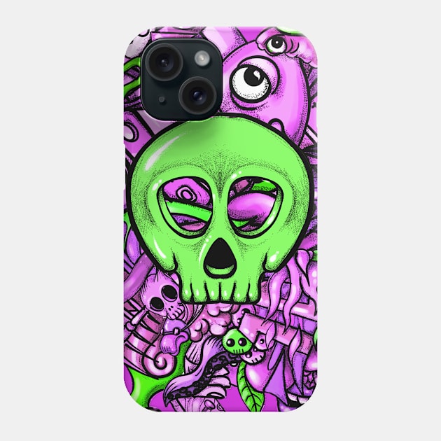 Doodle Skull Pink Phone Case by fakeface