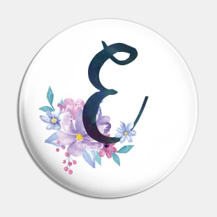 Floral Monogram E Pretty Lilac Bouquet Pin