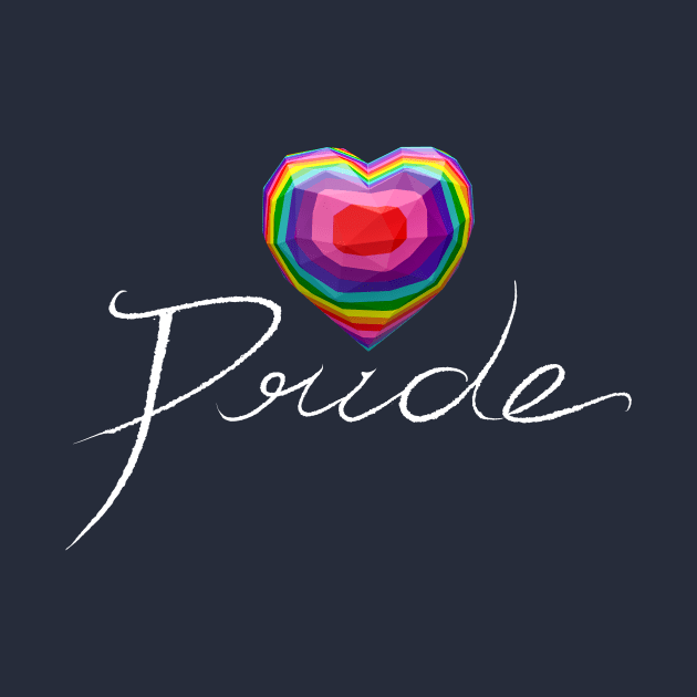 Rainbow heart LGBTQ pride word in white by Visualisworld