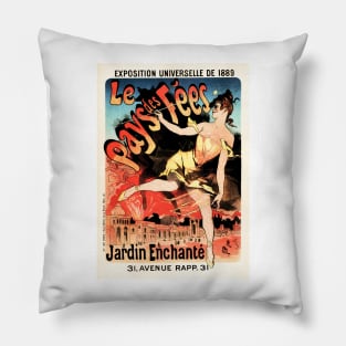 ENCHANTED GARDEN Le Pays des Fees Theatre Ad by Jules Cheret Vintage Paris Pillow