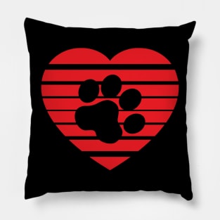 Cat Paw Heart Valentine - Red Pillow