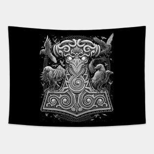 Viking Mjolnir Thors Raven Hammer Norse Pagan Knotwork Ravens Tapestry