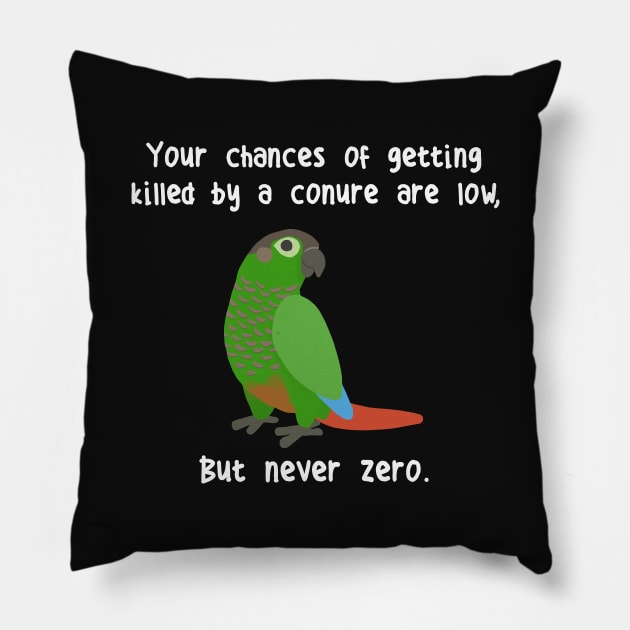 Greencheek Conure Never Zero Pillow by Psitta