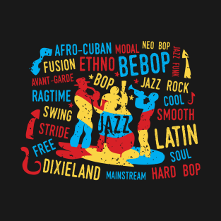 Colorful Jazz Theme with Jazz Genres T-Shirt