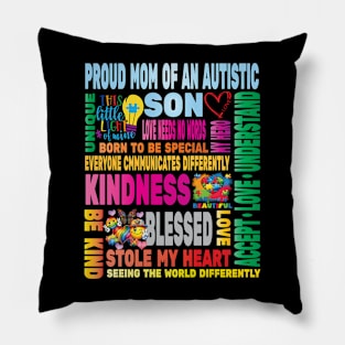 Autism Proud Mother Son Love Autistic Kids Autism Awareness Family Pillow