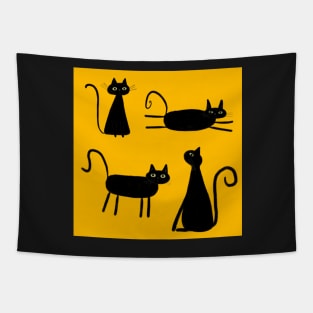 Black Cat on Golden Background Tapestry