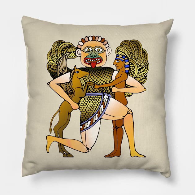 Gorgon, Chrysaor & Pegasus Pillow by Mosaicblues