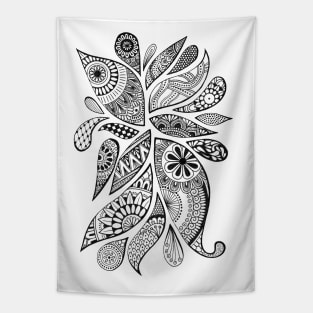 Abstract Zentangle Swirls Design (black on white) Tapestry