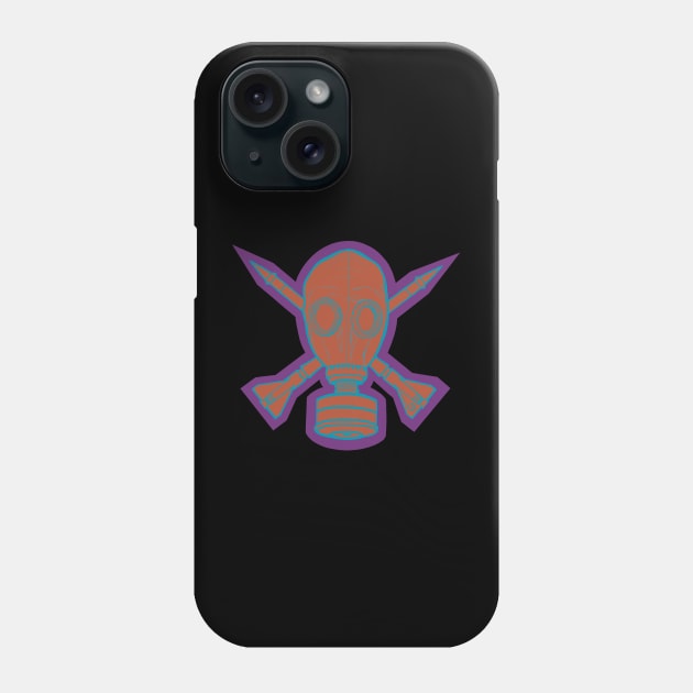 Gas Mask & Crossed Missiles Phone Case by Art from the Blue Room