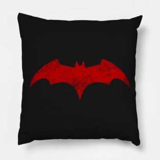 Distressed Batwoman -  Red Bat Symbol - Kate Kane Pillow