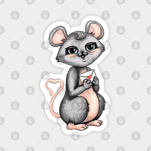 Mouse girl Magnet by Raluca Iov