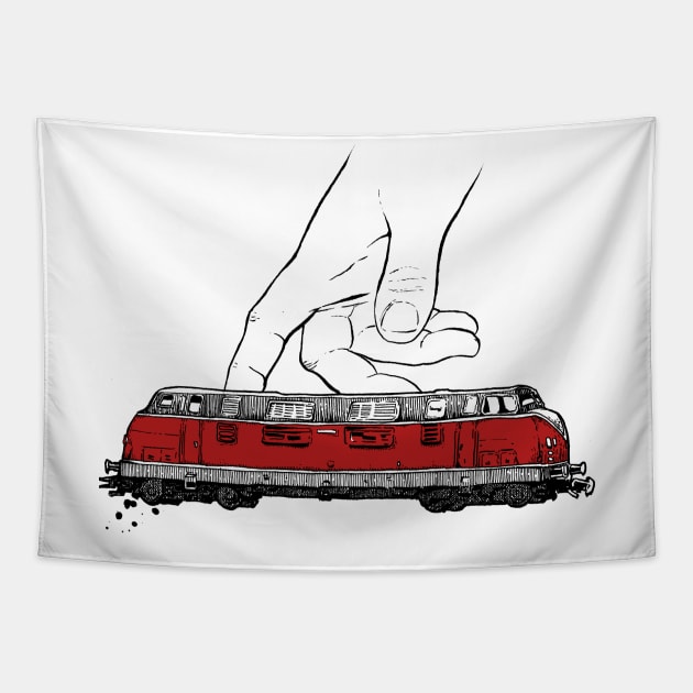 Model Toy Train Tapestry by Black Tee Inc