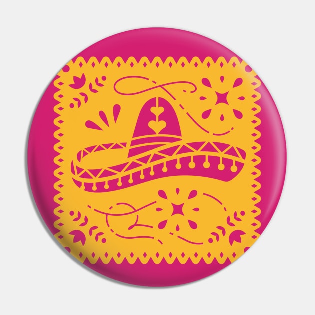 Colorful Papel Picado Banner with Sombrero Pin by SLAG_Creative