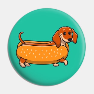 Happy Dachshund in Hotdog Costume Pin