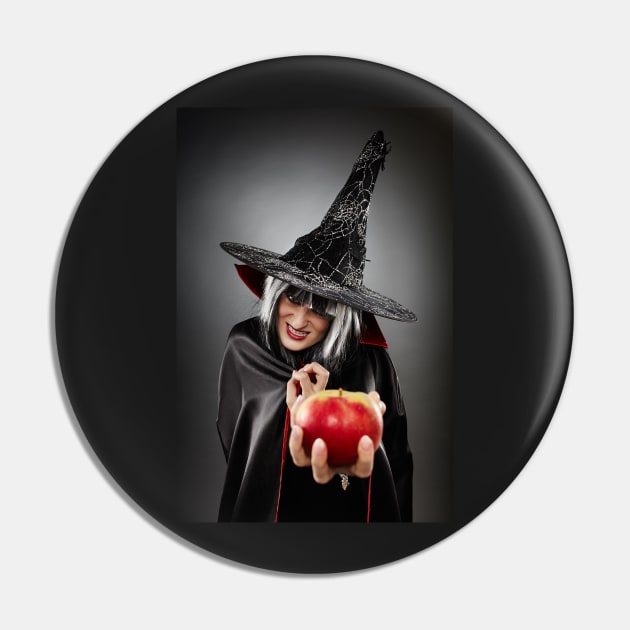 Witch offering a poisoned apple Pin by naturalis