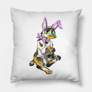 Bobtail BunnyCat: Calico Tabby (Pink) Pillow