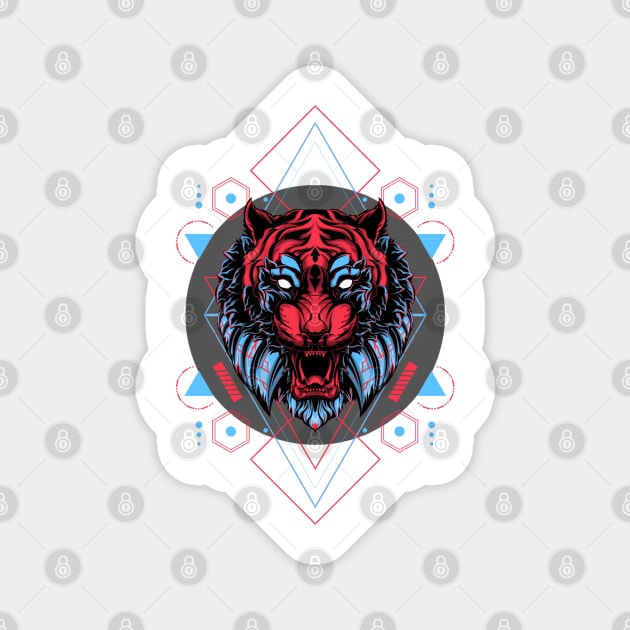 What's Your Spirit Animal? Divine Blue Light Tiger Magnet by Naumovski