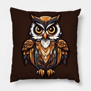 Nocturnal Enigma: Little Owl Illustration 2 Pillow