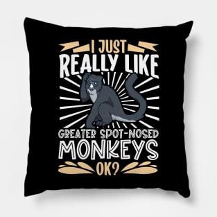 I just really love Greater Spot-Nosed Monkeys Pillow