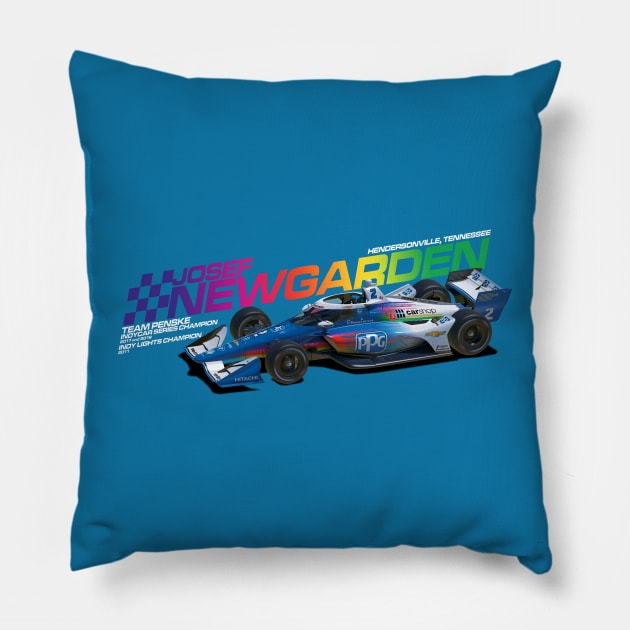 Josef Newgarden 2022 alt (rainbow) Pillow by Sway Bar Designs