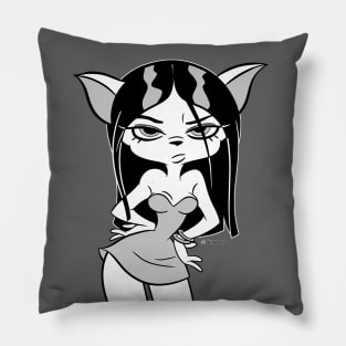 Grumpy Kitten Retro 30s Cartoon Rubber Hose Style Pillow