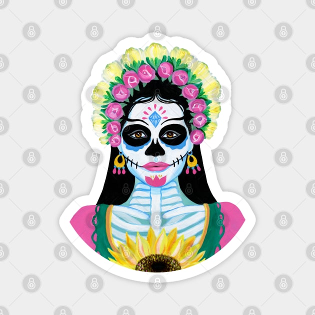 Day of the Dead Sugar Skull Girl Magnet by IvyLilyArt