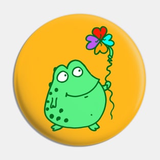 Frog holding rainbow clover balloon! Pin