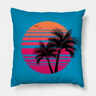 Synthwave - Vaporwave - California - Florida - 80s - Pink & Orange Pillow