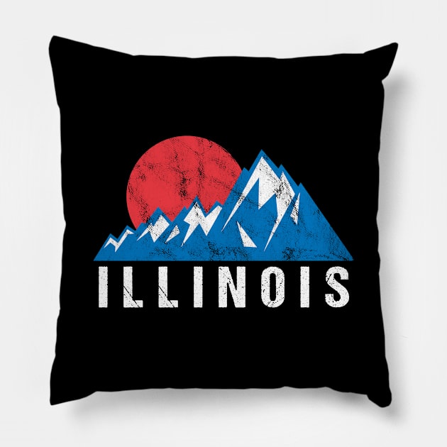 Retro Vintage Illinois Pillow by JKFDesigns