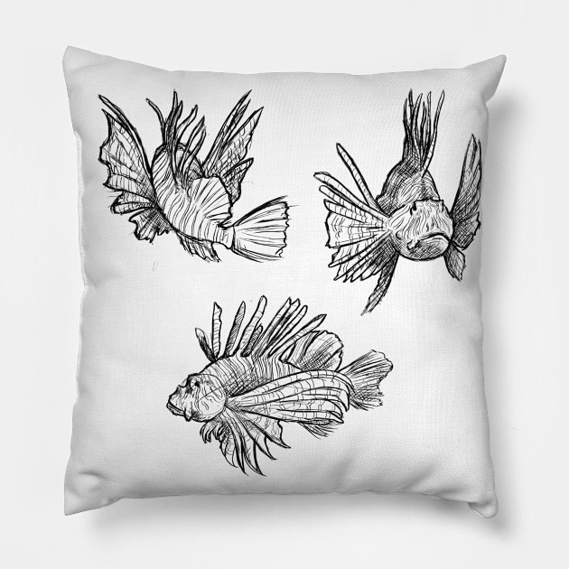 Sketches of a Lionfish Pillow by AniaArtNL