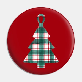 Festive and Symmetrical Plaid Christmas Tree Pin