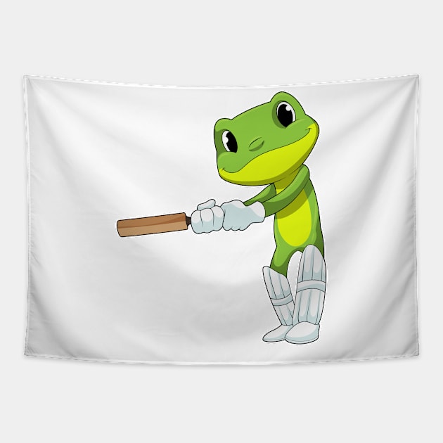 Frog at Cricket with Cricket bat Tapestry by Markus Schnabel